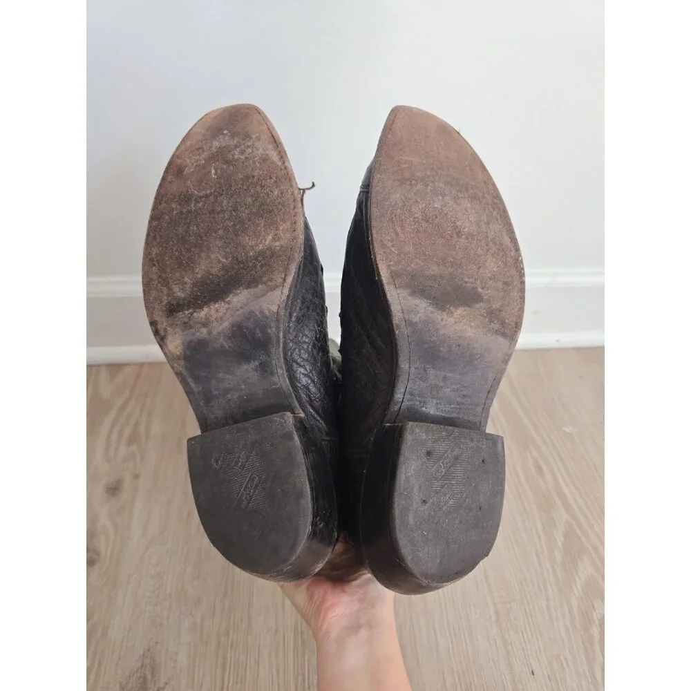 Tony Lama Y2060 Black Leather Embroidery Western Cowboy Pull On Mens Boots 11 D - Picture 10 of 12